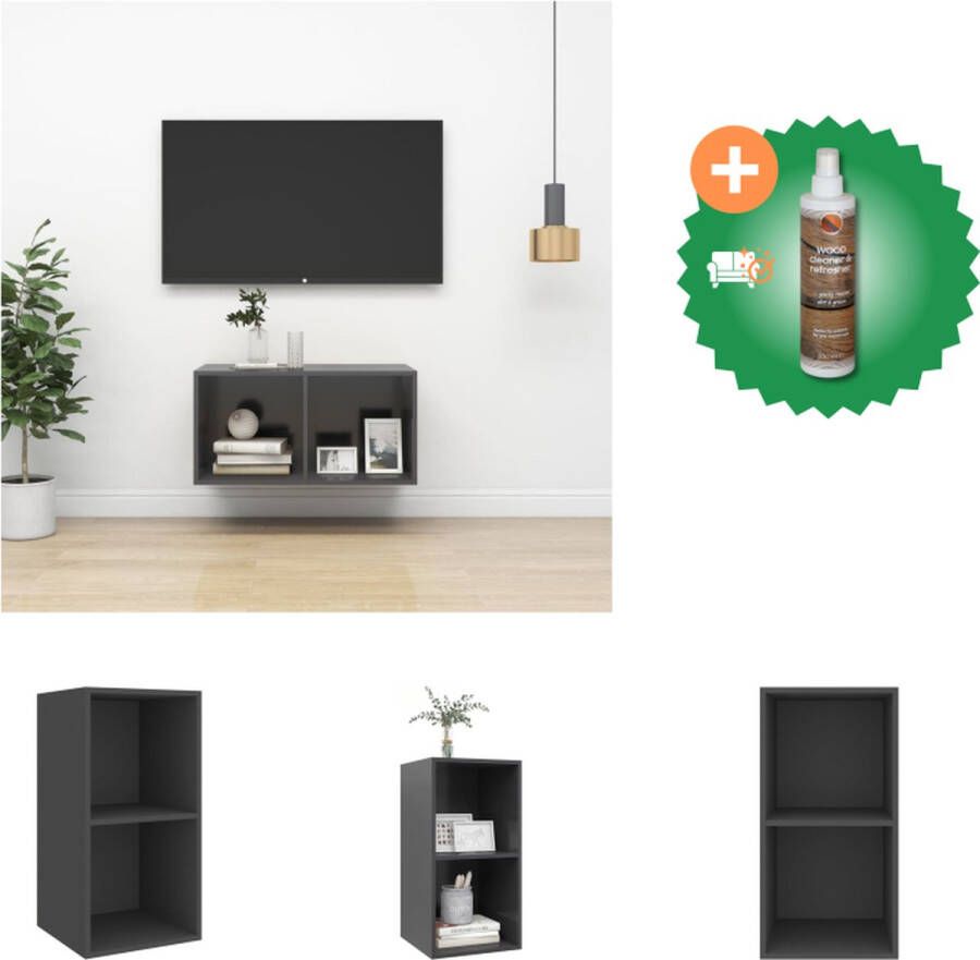 VidaXL Televisiewandmeubel grijs 37 x 37 x 72 cm praktisch opbergen Kast Inclusief Houtreiniger en verfrisser