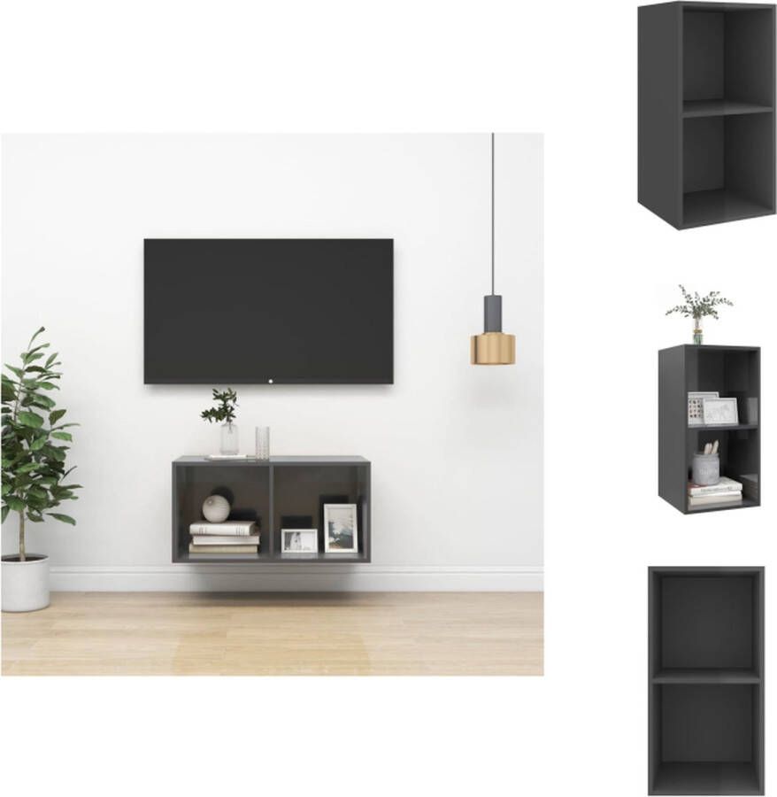 VidaXL Tv-kast Tv-kasten Televisiekast Televisiekasten Tv-wandmeubel 37x37x72 cm bewerkt hout hoogglans grijs