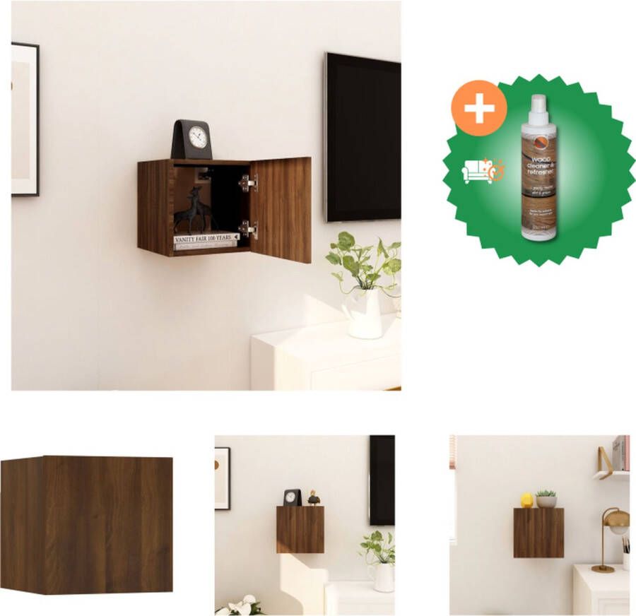 VidaXL Televisiewandmeubel Hangkast 30.5 x 30 x 30 cm Bruineiken Montage vereist Kast Inclusief Houtreiniger en verfrisser