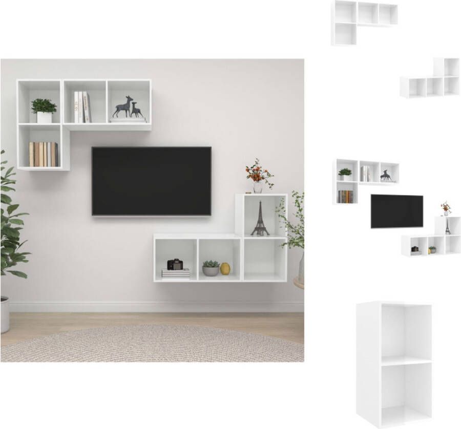 vidaXL Televisiewandmeubel Hoogglans wit 37 x 37 x 72 cm Kast