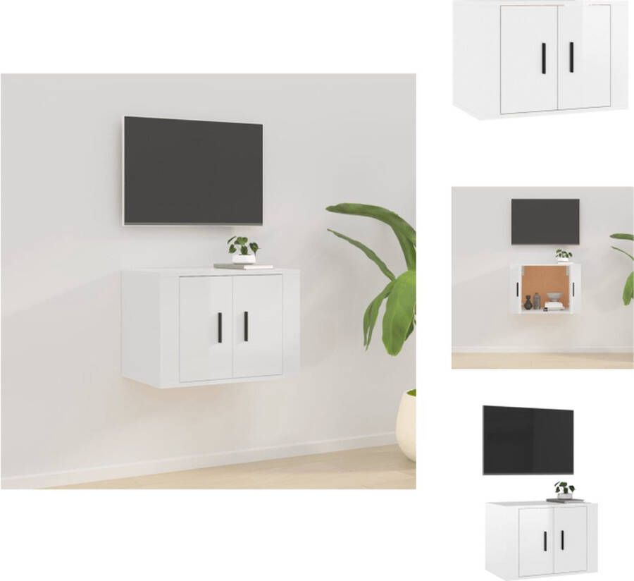 VidaXL Tv-kast Tv-kasten Tv-wandmeubel Televisiekast Tv-wandmeubel 57x34 5x40 cm hoogglans wit - Foto 2