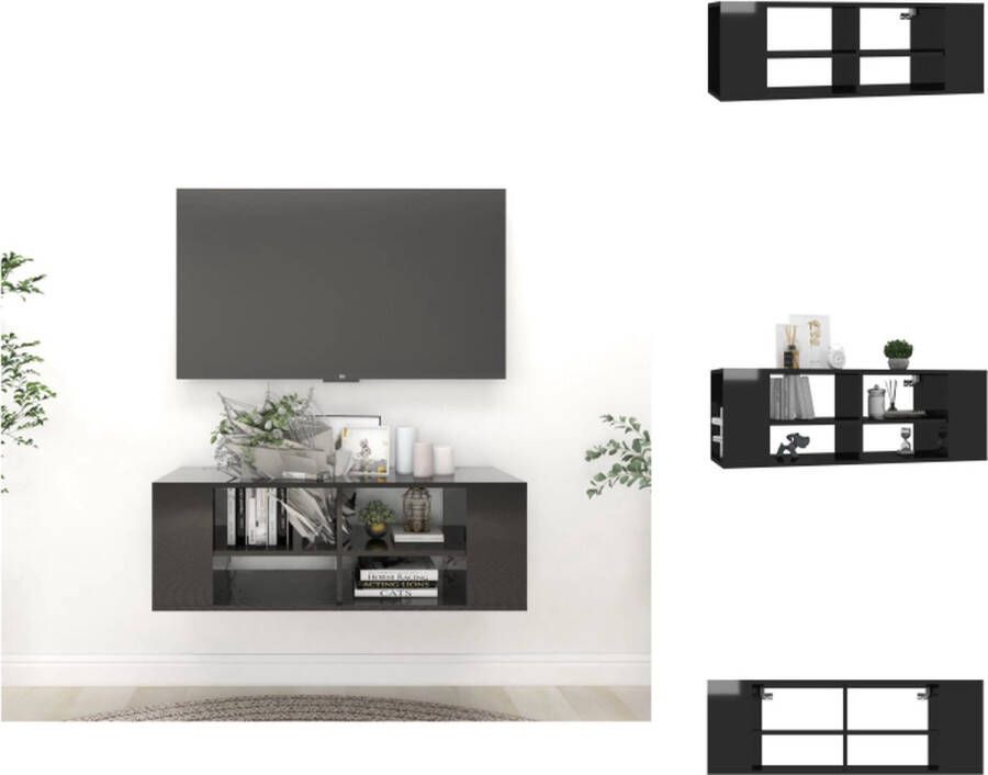 VidaXL Tv-kast Tv-kasten Televisiekast Televisiekasten Tv-wandmeubel 102x35x35 cm bewerkt hout hoogglans zwart