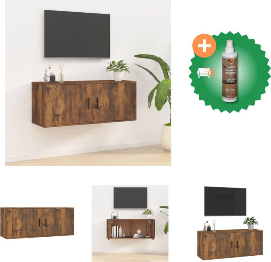 VidaXL Televisiewandmeubel Klassiek Tv-kast 100x34.5x40 cm Gerookt Eiken Kast Inclusief Houtreiniger en verfrisser