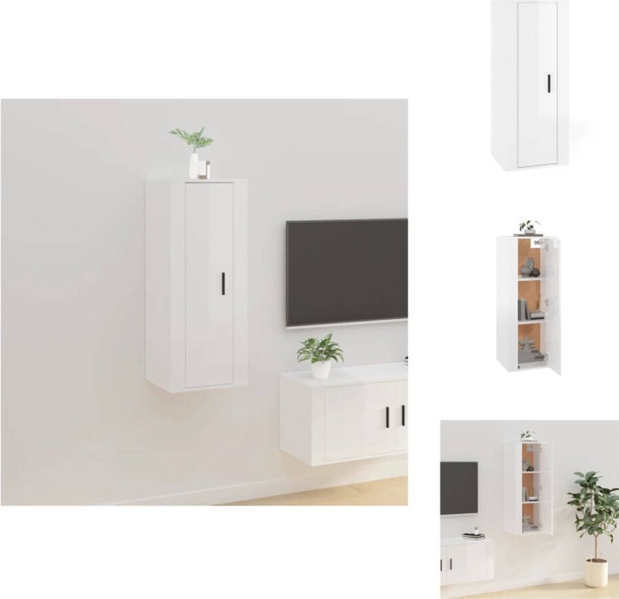 VidaXL Tv-kast Tv-kasten Televisiekast Bijzetkast Tv-wandmeubel 40x34 5x100 cm hoogglans wit