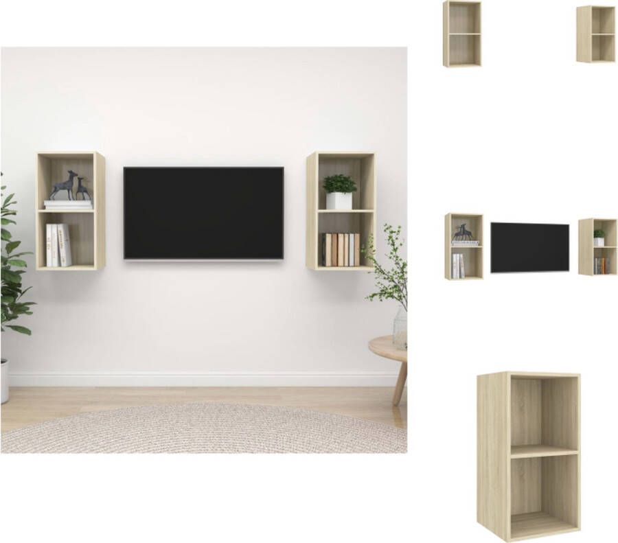 vidaXL Televisiewandmeubel Set Sonoma Eiken 37x37x72 cm 2 stuks Kast