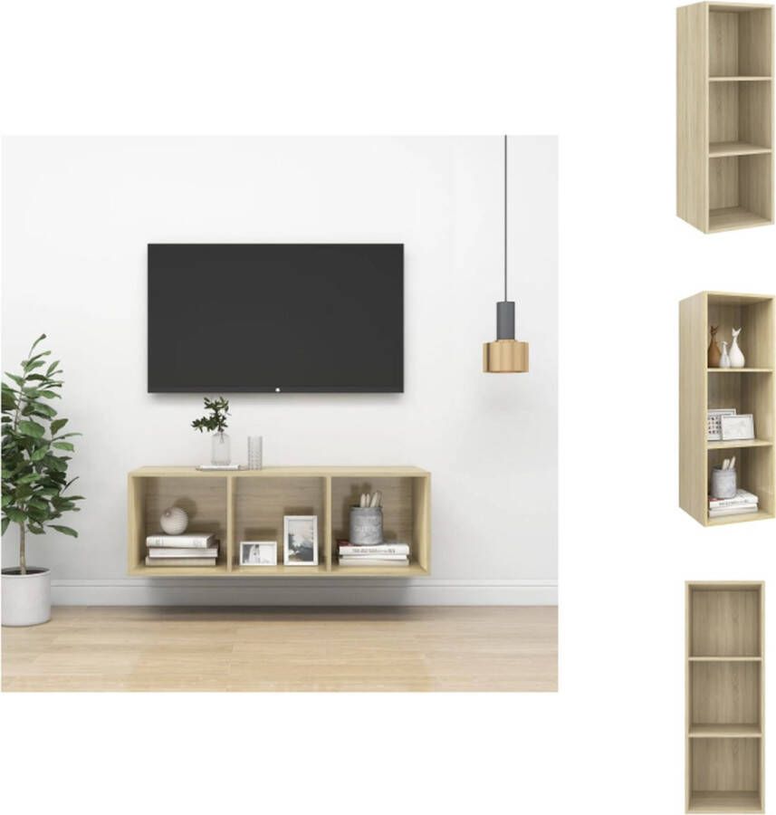 VidaXL Tv-kast Tv-kasten Televisiekast Televisiekasten Tv-wandmeubel 37x37x107 cm bewerkt hout sonoma eikenkleurig - Foto 2