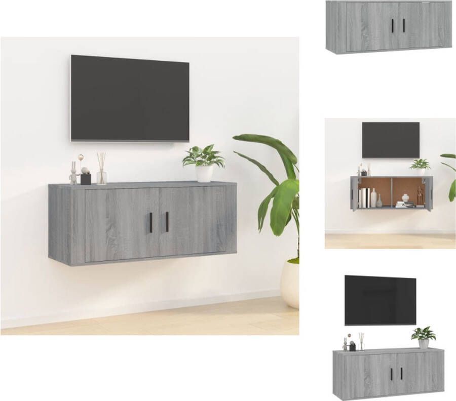 vidaXL Televisiewandmeubel TV-kast Wandgemonteerd Grijs sonoma eiken 100x34.5x40cm Kast