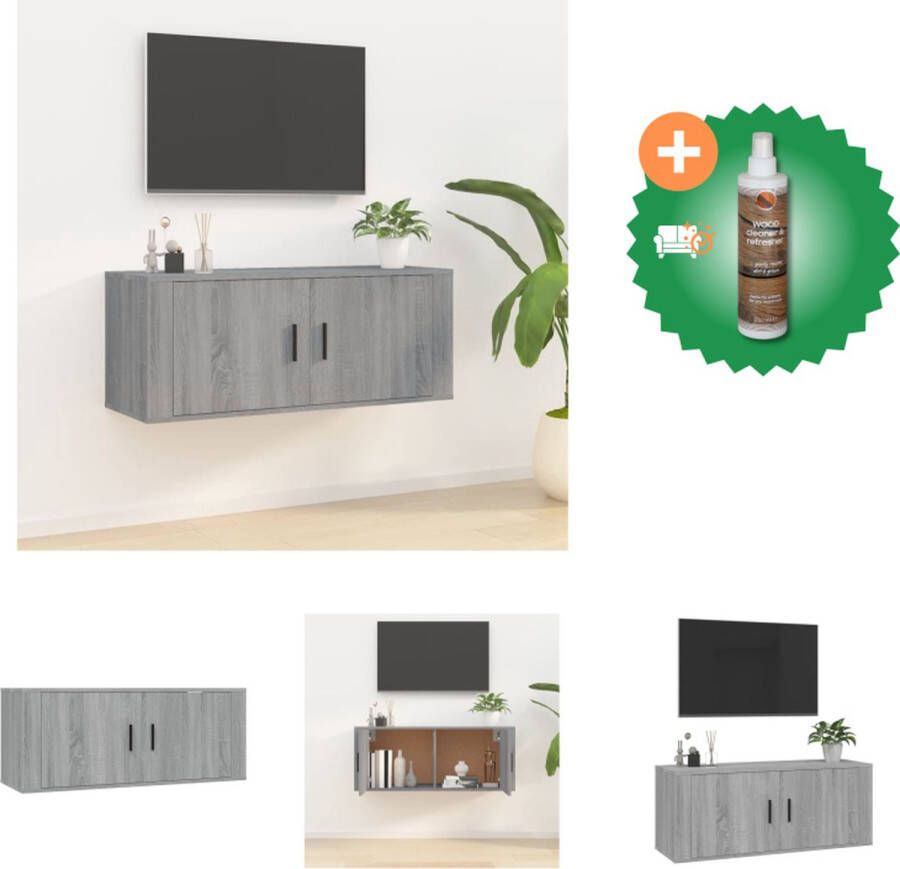 VidaXL Televisiewandmeubel TV-kast Wandgemonteerd Grijs sonoma eiken 100x34.5x40cm Kast Inclusief Houtreiniger en verfrisser