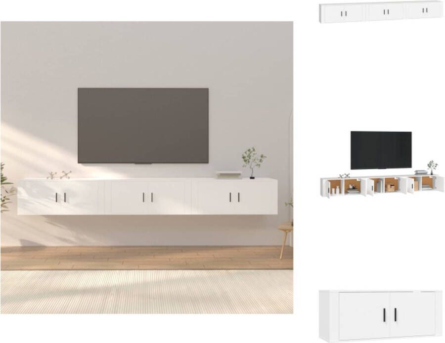 vidaXL Televisiewandmeubel TV-kast wit 100x34.5x40 cm 3 stuks Kast