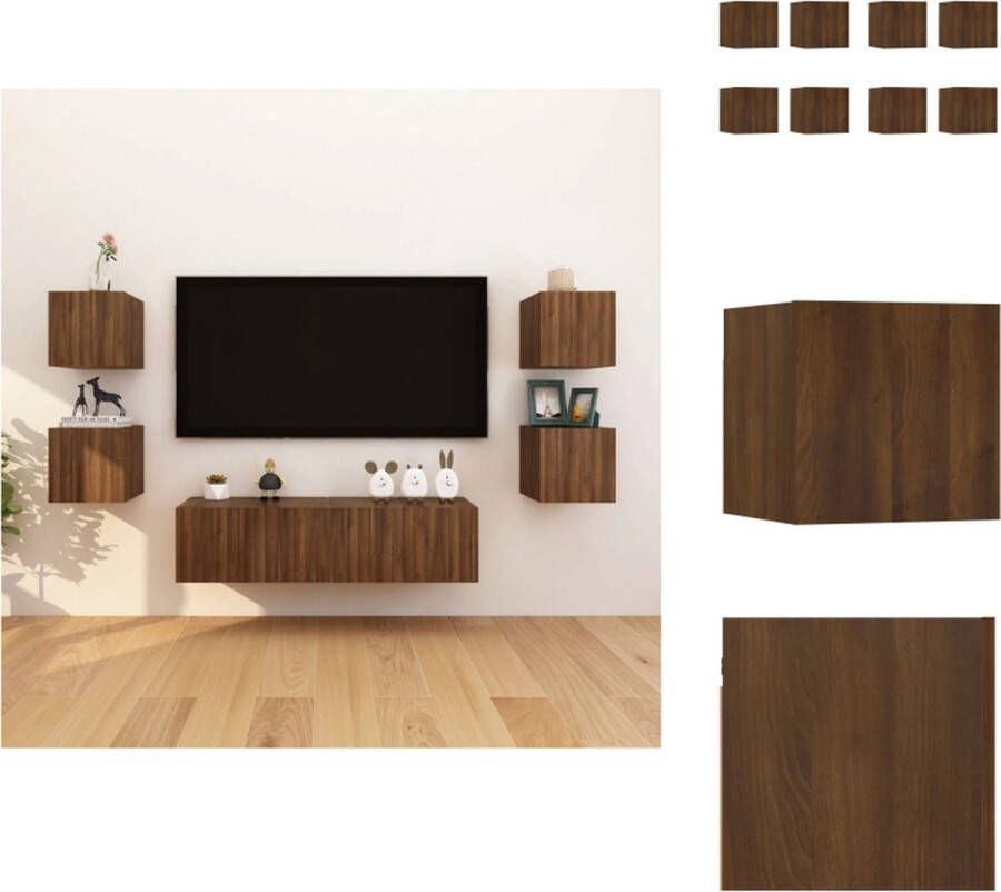 VidaXL Tv-wandmeubel Tv-wandmeubelen Tv-meubel Televisiemeubel Tv-wandmeubelen 8 st 30-5x30x30 cm bruineikenkleurig