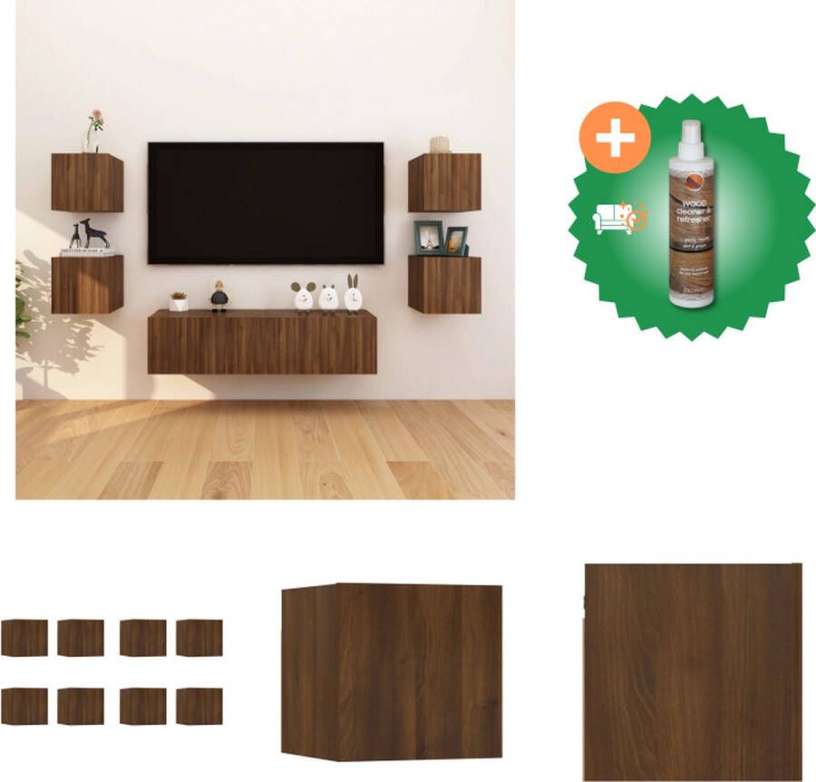 VidaXL Televisiewandmeubelen Bruineiken 30.5x30x30cm 4 vakken Kast Inclusief Houtreiniger en verfrisser