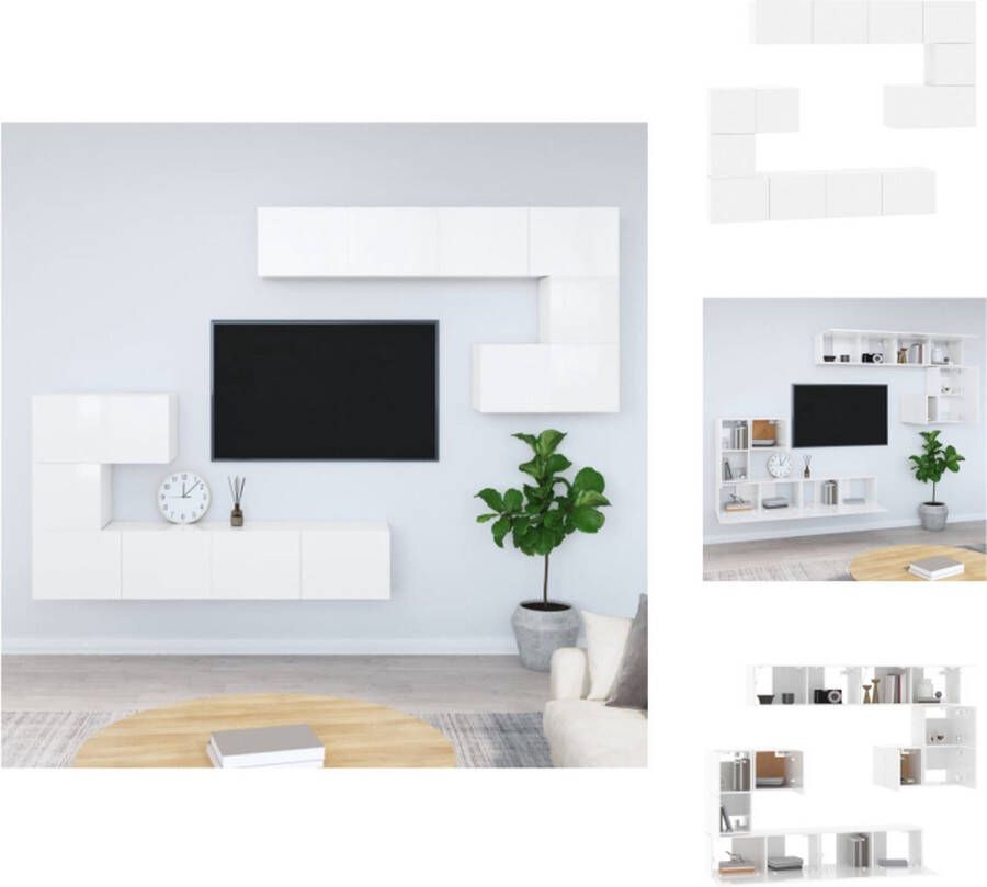 VidaXL Televisiewandmeubelen Hoogglans wit Set van 2x tv-meubel (S) 2x tv-meubel (M) 4x tv-meubel (L) 30.5 x 30 x 30 cm (B x D x H) tot 80 x 30 x 30 cm (B x D x H) Duurzaam bewerkt hout Kast