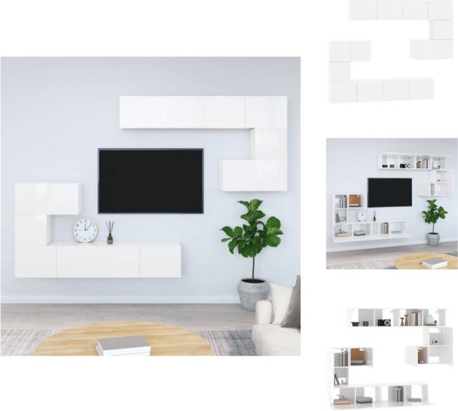 vidaXL Televisiewandmeubelen Hoogglans wit Set van 2x tv-meubel (S) 2x tv-meubel (M) 4x tv-meubel (L) 30.5 x 30 x 30 cm (B x D x H) tot 80 x 30 x 30 cm (B x D x H) Duurzaam bewerkt hout Kast