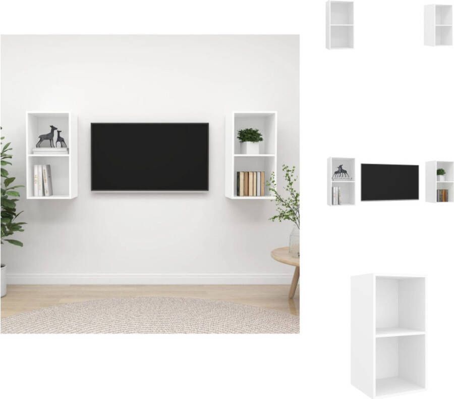 vidaXL Televisiewandmeubelen Set van 2 37 x 37 x 72 cm Wit hout Kast