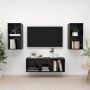 VidaXL Televisiewandmeubelset Black 3-delig- 37 x 37 x 72 cm 107 cm Muurbevestiging Hoogglans zwart Kast - Thumbnail 1