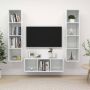 VidaXL Televisiewandmeubelset Hoogglans wit 1 tv-meubel- 37x37x107 cm 2 tv-meubels- 37x37x142.5 cm Spaanplaat Kast - Thumbnail 1