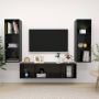 VidaXL Televisiewandmeubelset Hoogglans zwart 37 x 37 x 107 cm + 37 x 37 x 142.5 cm Kast - Thumbnail 1