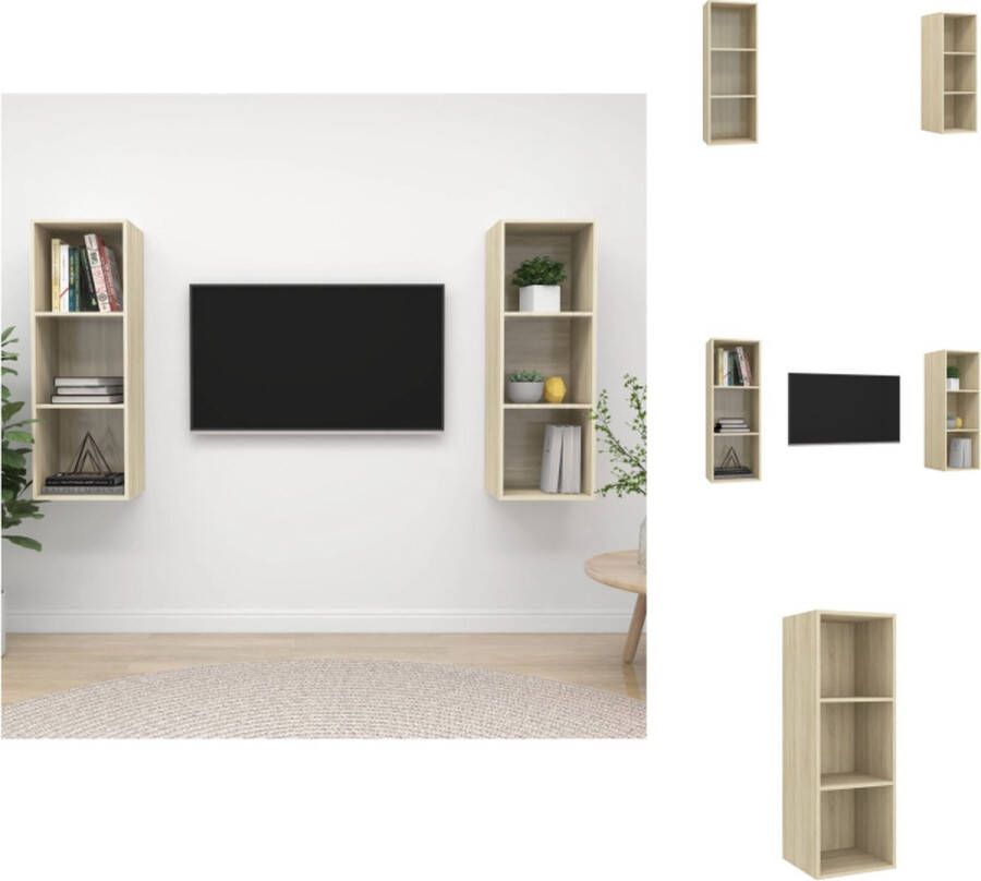 VidaXL Televisiewandmeubelset Sonoma eiken 37 x 37 x 107 cm Met opbergruimte Kast