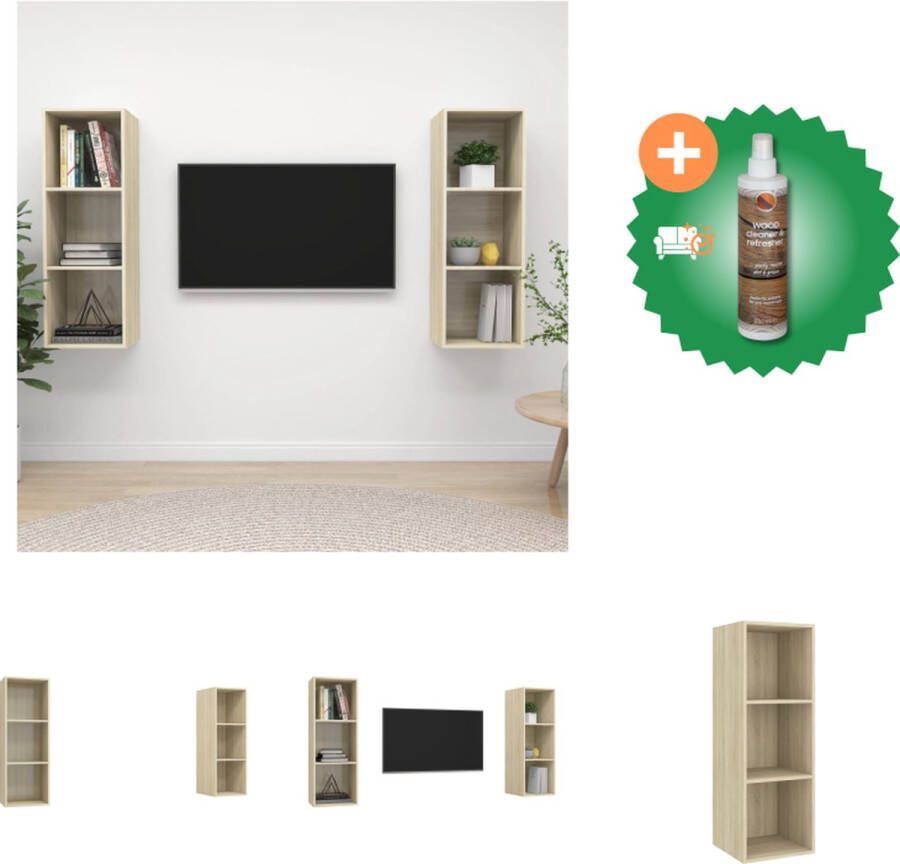 VidaXL TV-meubelset Sonoma Eiken 37 x 37 x 142.5 cm 2 x TV-meubel Montage vereist Kast Inclusief Houtreiniger en verfrisser