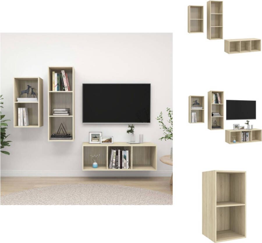 vidaXL Televisiewandmeubelset Sonoma eiken 37 x 37 x 72 cm 107 cm Montage vereist Kast