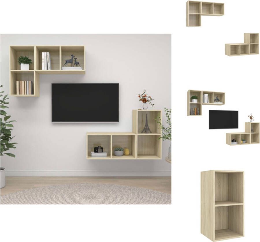 VidaXL Televisiewandmeubelset TV-meubel 37 x 37 x 72 cm Sonoma eiken Montage vereist Kast