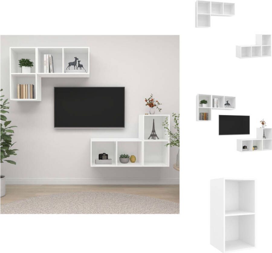 VidaXL Televisiewandmeubelset Tv-meubel 37 x 37 x 72 cm Wit hout Kast