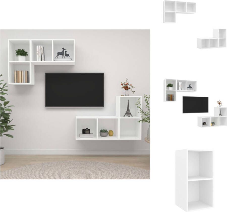 vidaXL Televisiewandmeubelset Tv-meubel 37 x 37 x 72 cm Wit hout Kast