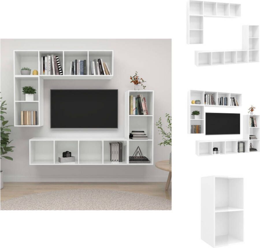 vidaXL Televisiewandmeubelset Tv-meubel Kleur- hoogglans wit 37 x 37 x 72 107 142.5 cm Kast