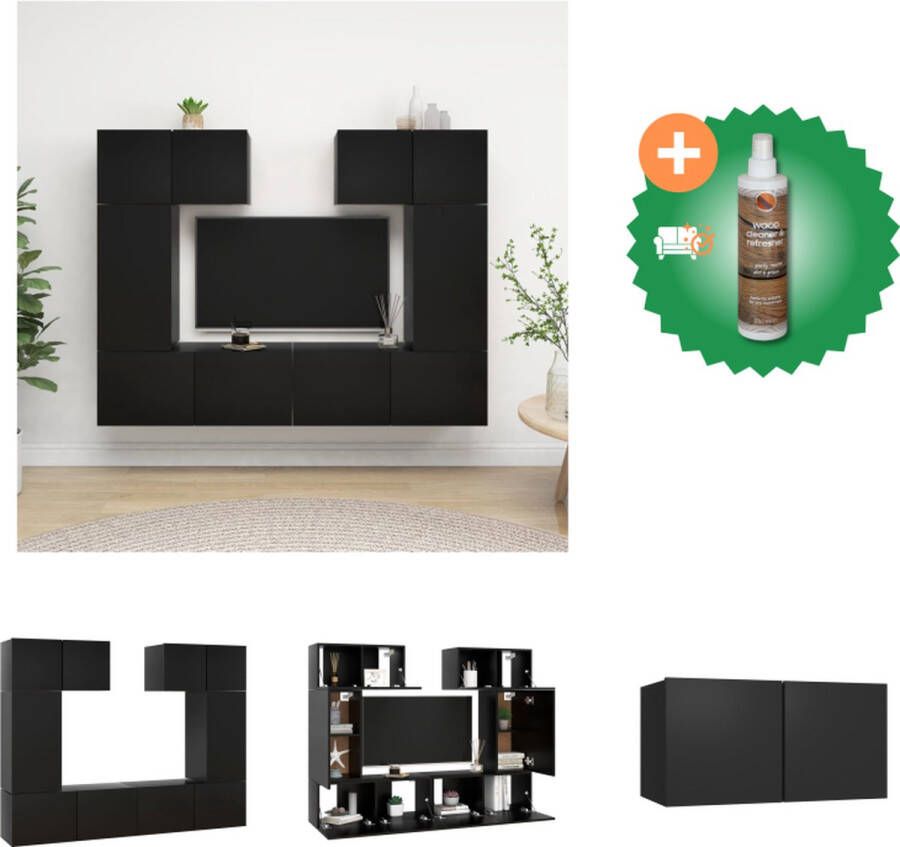 VidaXL TV-meubelset Bruin Wandmontage 4x 80x30x30cm 2x 30.5x30x30cm Eenvoudig schoon te maken Materiaal- spaanplaat Kast Inclusief Houtreiniger en verfrisser - Foto 2