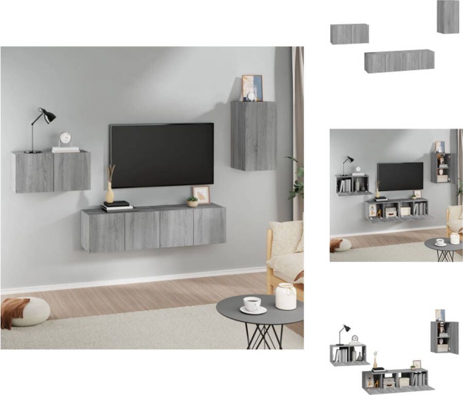 vidaXL Television Cabinet Set Classic Grey Sonoma Oak 60x30x30cm (3x) 30.5x30x60cm Kast