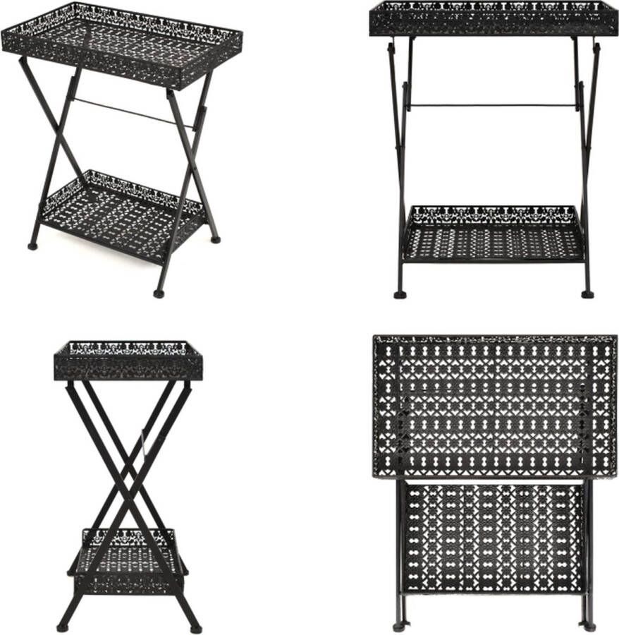 VidaXL Theetafel vintage stijl inklapbaar 58x35x72 cm metaal zwart Bijzettafel Bijzettafels Salontafel Salontafels