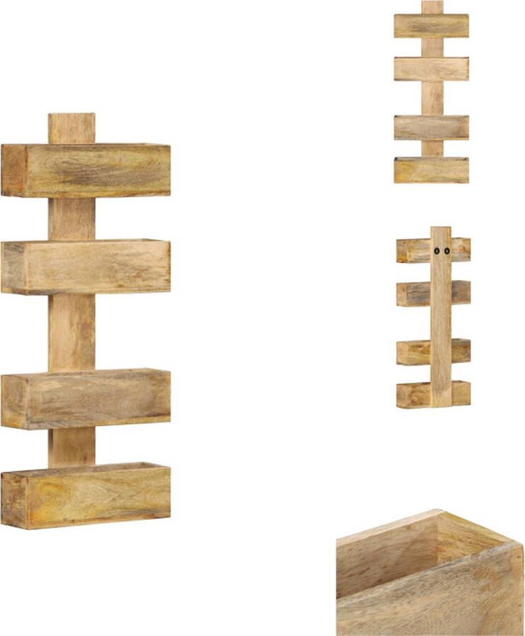 VidaXL Tijdschriftenwandrek Tijdschriftenwandrekken Tijdschriftenrek Tijdschriftenrekken Tijdschriftenwandrek 30x11x72 cm massief mangohout - Foto 2