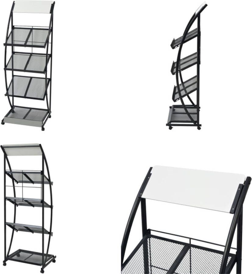 VidaXL Tijdschriftenrek zwart en wit 47x40x134 cm A4 Tijdschriftenrek Tijdschriftenrekken Krantenrek Krantenrekken