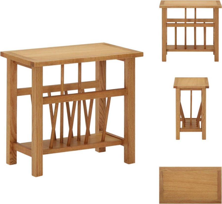 VidaXL Bijzettafel Bijzettafels Tafeltje Tafeltjes Bijzettafel 45x27x42 cm massief eikenhout