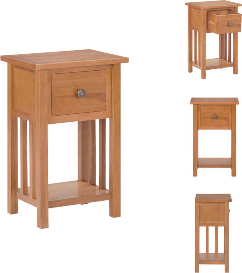 VidaXL Bijzettafel Bijzettafels Tafeltje Tafeltjes Bijzettafel met lade 35x27x55 cm massief eikenhout