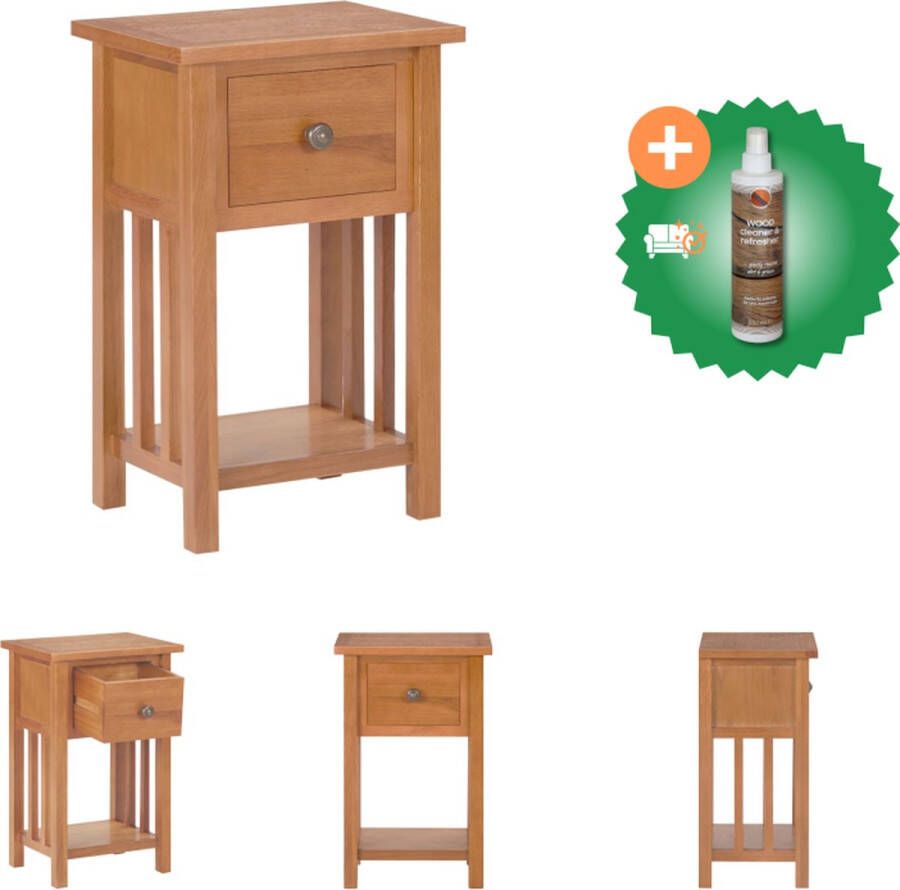 VidaXL Tijdschriftentafeltje Eikenhout MDF 35 x 27 x 55 cm 1 lade en 1 schap Tafel Inclusief Houtreiniger en verfrisser
