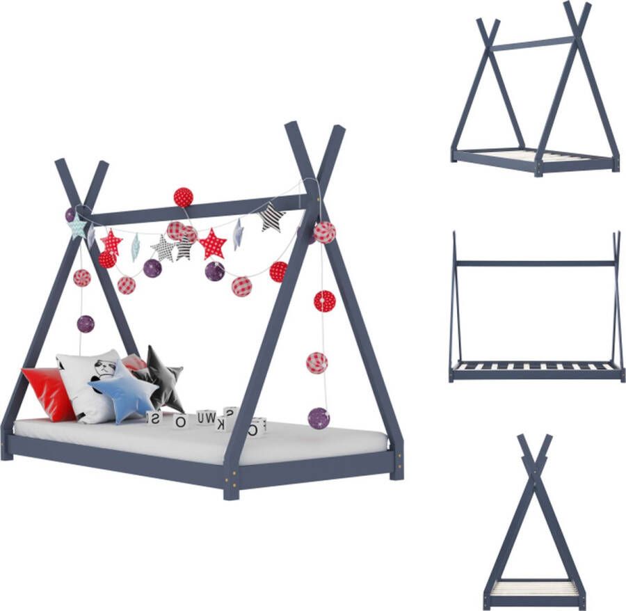VidaXL Kinderbedframe Kinderbedframes Bed Bedden Kinderbedframe massief grenenhout grijs 80x160 cm - Foto 2