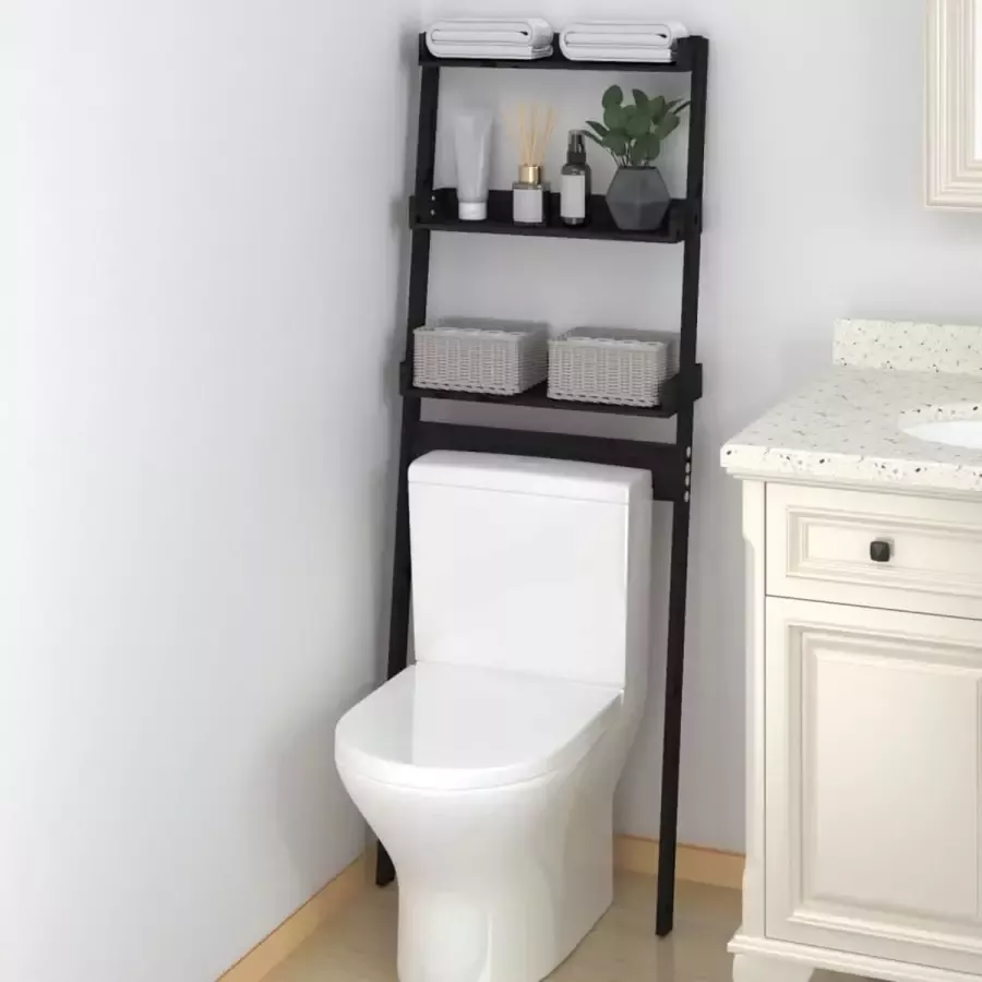 VidaXL Toiletrek 63 5x32x179 cm massief grenenhout zwart
