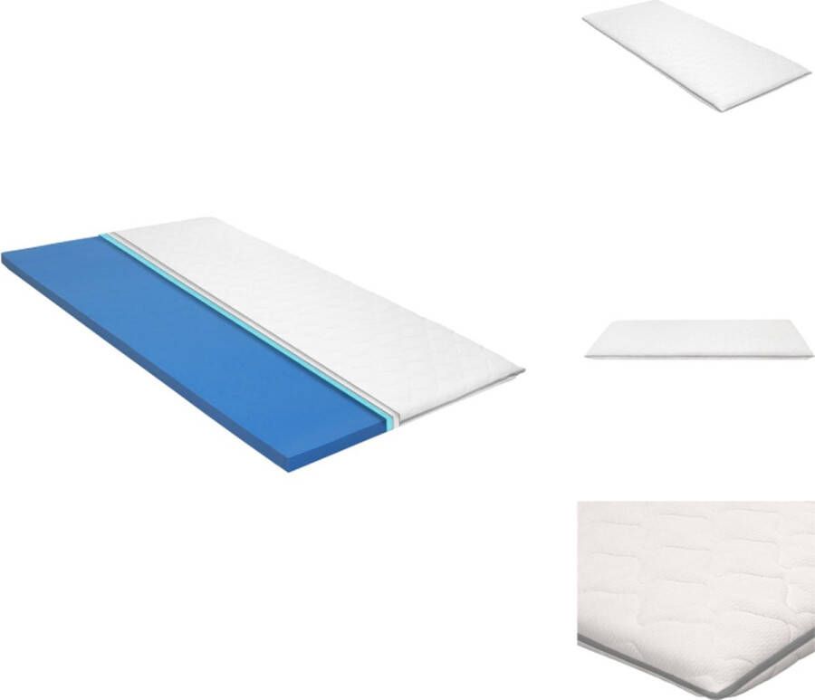 VidaXL Topmatras Comfort 90 x 200 x 6 cm Viscoschuim Drukverlichting Gemakkelijk schoon te houden Wit blauw Topmatras - Foto 2