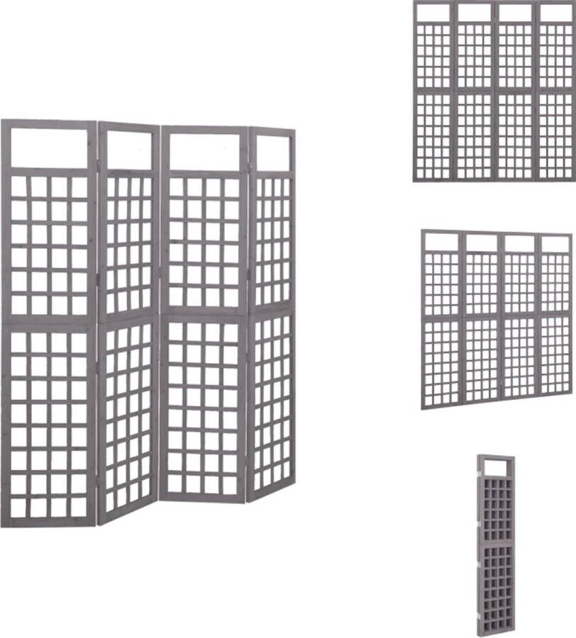 VidaXL Kamerscherm Kamerschermen Kamer Scherm Kamer Schermen Kamerscherm trellis met 4 panelen161x180 cm vurenhout grijs - Foto 2