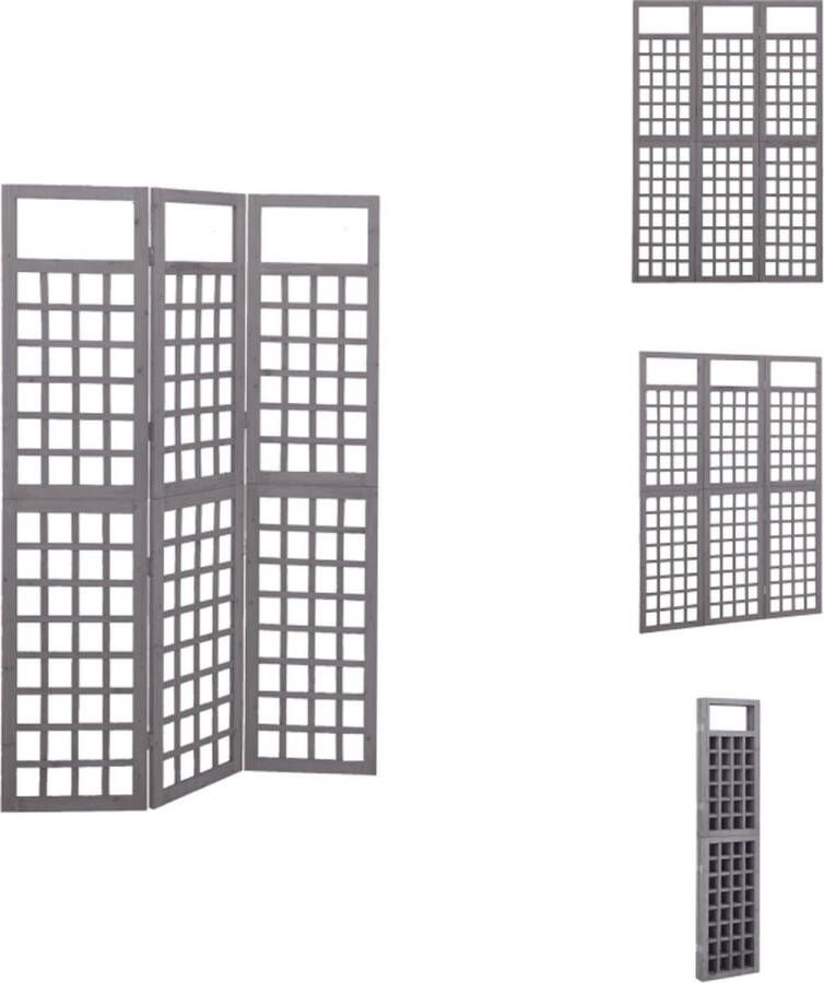 VidaXL Kamerscherm Kamerschermen Kamer Scherm Kamer Schermen Kamerscherm trellis met 3 panelen 121x180 cm vurenhout grijs - Foto 2