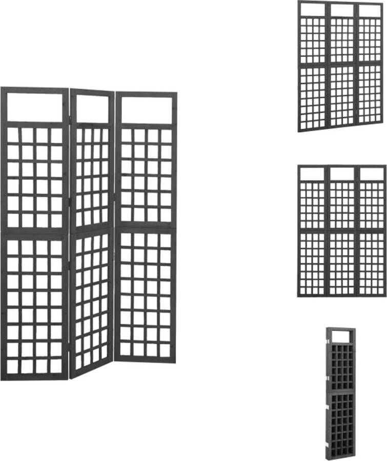 VidaXL Kamerscherm Kamerschermen Kamer Scherm Kamer Schermen Kamerscherm trellis met 3 panelen 121x180 cm vurenhout zwart
