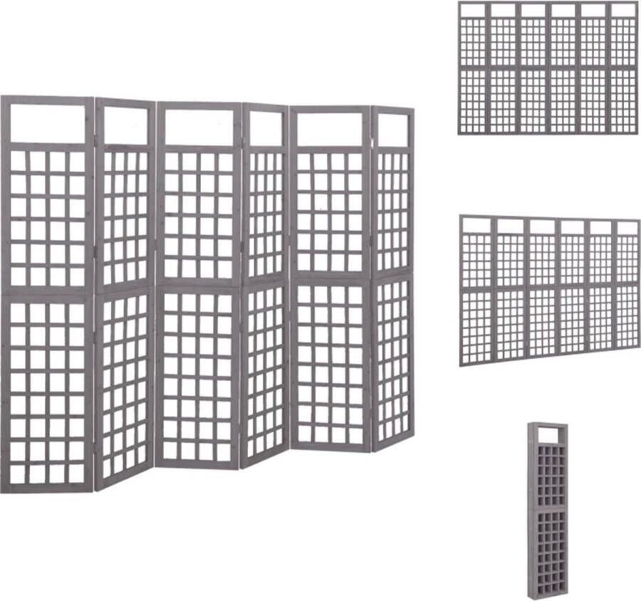 VidaXL Kamerscherm Kamerschermen Kamer Scherm Kamer Schermen Kamerscherm trellis met 6 panelen 242 5x180 cm vurenhout grijs