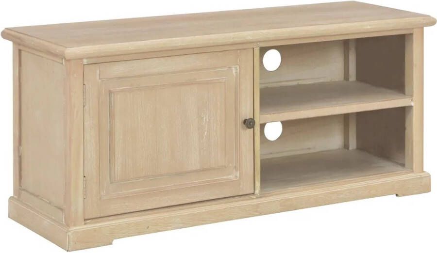 VidaXL Trendy Houten TV-Meubel Massief Paulowniahout & MDF Opbergruimte Kabelbeheer 90x30x40 cm Eenvoudige Montage