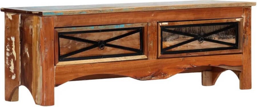 vidaXL Trendy Massief Houten TV-Meubel van Hergebruikt Hout Veelkleurig Ruime Opslag Duurzame Retrostijl 120 x 30 x 40 cm