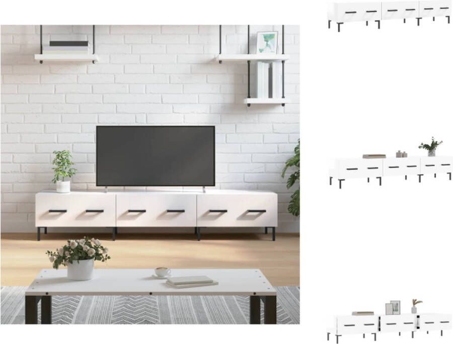 VidaXL trendy televisiekast hoogglans wit 150 x 36 x 30 cm bewerkt hout en ijzer Kast