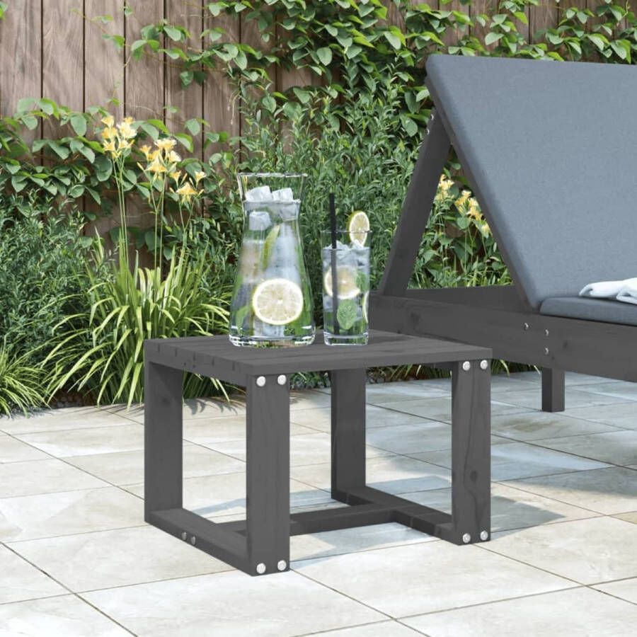 VidaXL Tuinbijzettafel 40x38x28 5 cm massief grenenhout grijs - Foto 2