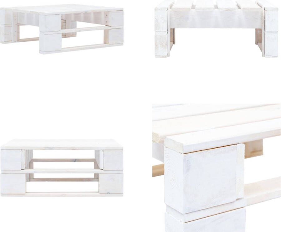 VidaXL Tuinhocker pallet hout wit Poef Poefs Poefen Pallet Poef