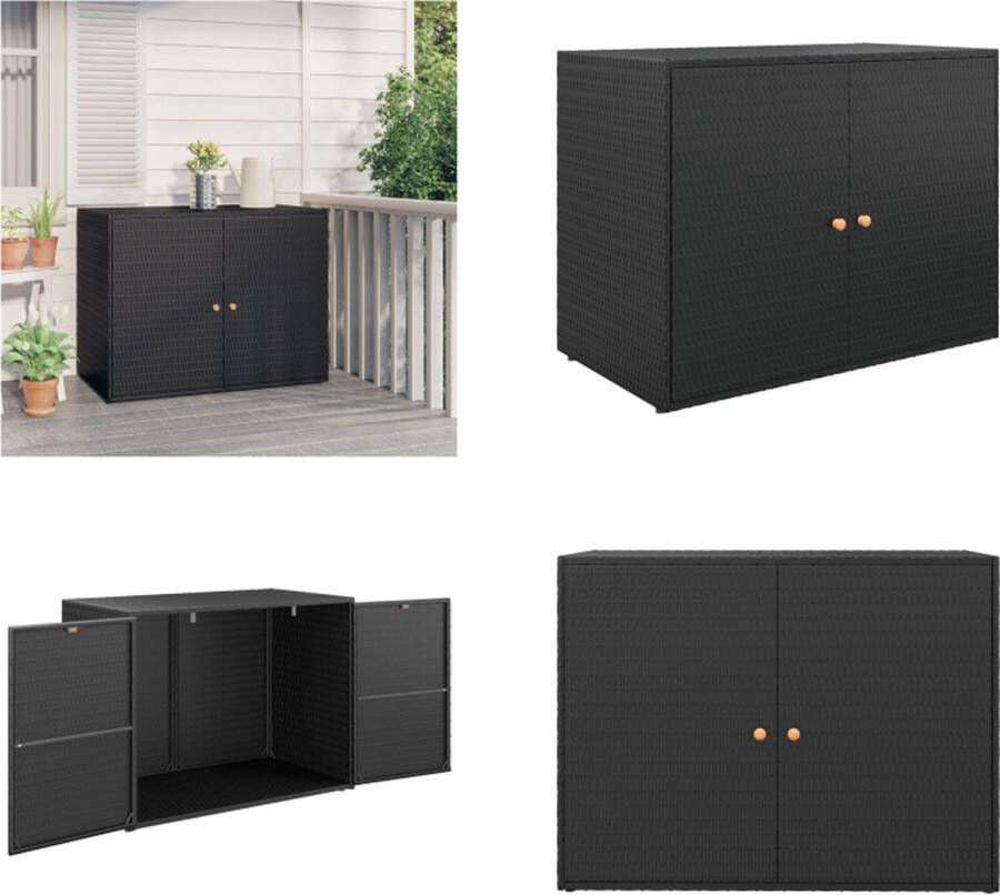 VidaXL Tuinkast 100x55-5x80 cm poly rattan zwart Tuinkast Tuinkasten Buitenkast Tuinbox