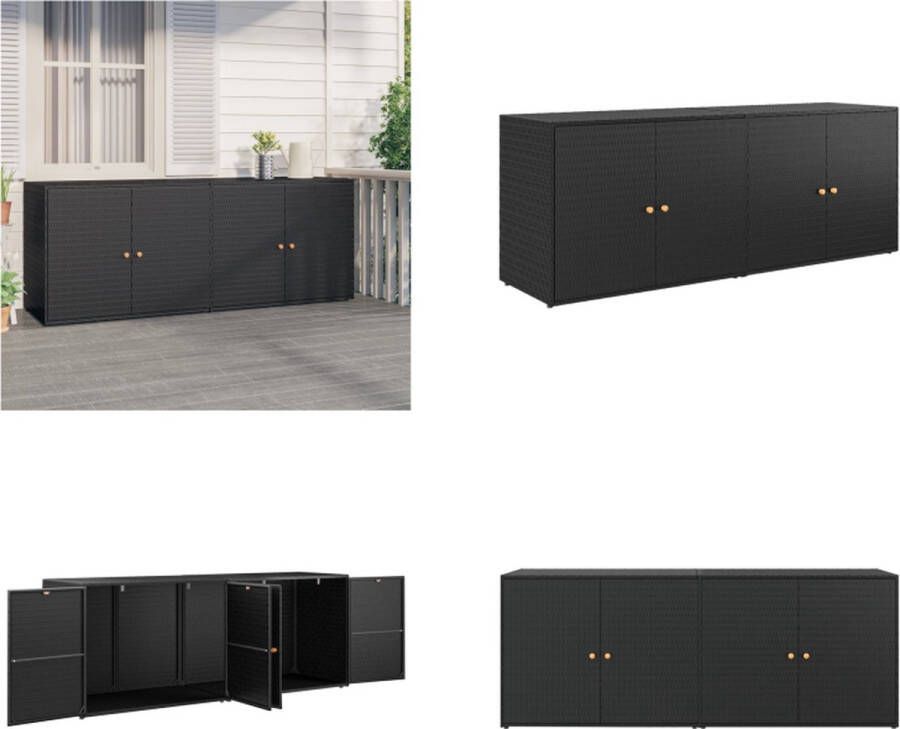 VidaXL Tuinkast 198x55-5x80 cm poly rattan zwart Tuinkast Tuinkasten Buitenkast Tuinbox